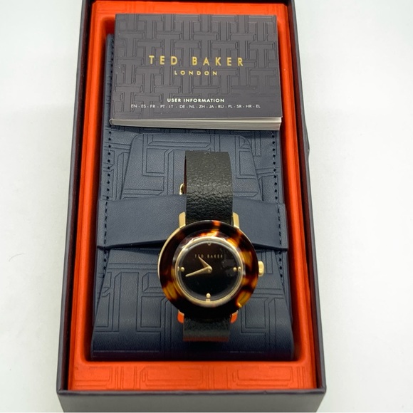 TED BAKER LONDON Katyaa Reversible Leather Strap Watch, 34mm in Black/Tortoise - Picture 6 of 15